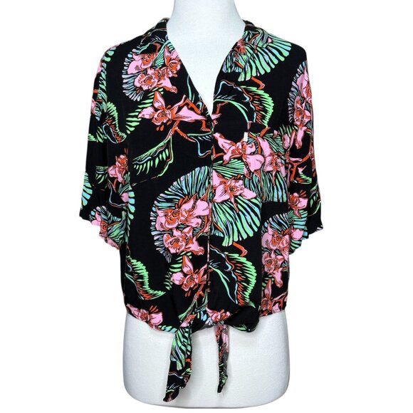 Levi's Clover Printed Tie Hem Shirt Size Large - Picture 1 of 7